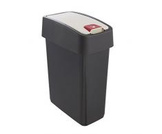 keeeper Premium Abfallbehälter mit Flip-Deckel, Soft Touch, 10 l, Magne, Graphit Grau