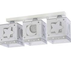 Dalber Kinder Deckenleuchte 3-Leuchten Mond und Sterne MoonLight Grau, Polypropylen, 60 W