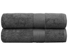 Bumble Towels Bliss Badetuch, gekämmte Baumwolle, 86 x 142 cm, extra groß, Premium-Qualität, 650 g/m², weich, saugfähig, Baumwolle, dunkelgrau, 2er-Pack