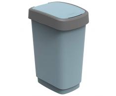 Rotho Eco Twist Mülleimer 25 l, Kunststoff (PP), Blau, 25 Liter (33,3 x 25,2 x 47,6 cm)