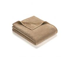 Ibena Porto Kuscheldecke 150x200 cm - Wolldecke camel einfarbig, pflegeleichte Baumwollmischung, kuschelig weich und angenehm warm