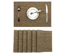 UArtlines 6er Set Platzsets Hitzebeständigen Waschbaren Woven Vinyl Tischsets rutschfest 30 * 45cm(6er Platzsets, Beige)