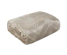 Eurofirany Decke Wohndecke Schimmernd Glänzend Zick Zack Muster Tagesdecke Kuscheldecke Couchdecke Sofadecke Überwurf Bettüberwurf Schlafzimmer Wohnzimmer Kuschelig, Beige + Champagner, 150x200cm