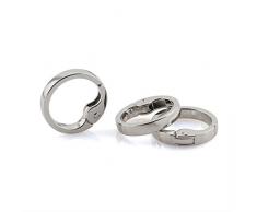 JCBIZ 28 mm Runde Karabinerhaken Clip DIY Zubehör für Handtasche Geldbörse Schulterriemen Schlüsselanhängerschnalle Metallfeder Schlüsselring Silber Silber