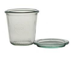 Weck-Glas mit 140 ml Inhalt und Deckel mit 60 mm Durchmesser, Karton mit 12 Stück, transparentes Glas