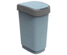 Rotho Eco Twist Mülleimer 50 l, Kunststoff (PP), Blau, 50 Liter (40,1 x 29,8 x 60,2 cm)