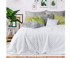 Eurofirany Decke, Tagesdecke, Weich, Kuschelig, Zweiseitig, Einfarbig, Gesteppt, Kelsi. (Weiß, 200x220 cm), Kunststoff