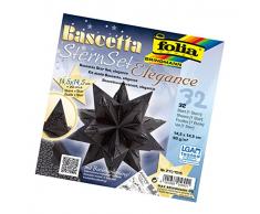 folia 211/1515 - Bastelset Bascetta Stern Elegance, Wildlife schwarz, 32 Blatt, 14,5 x 14,5 cm, fertige Größe des Papiersterns ca. 20 cm, mit ausführlicher Anleitung - ideal zur zeitlosen Dekoration