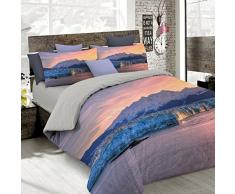 Italian Bed Linen Bettwäsche mit Digitaldruck A Abdeckung insgesamt auf Sack und über Kissenbezüge 2 Sitzer 100% Baumwolle 250x200x1 cm Multicolor 12