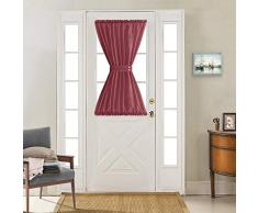 Türvorhang aus Kunstseide, französische Türpaneel, Satin, Sichtschutz, französische Türvorhang, 1 Panel, mit Bonus-Raffhalter Modern 40 L burgunderfarben