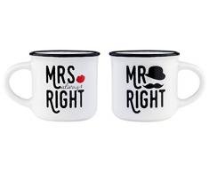 Legami Espressotassen, mehrfarbig, 5,5 x 5,5 x 5 cm Mrs&Mr Right 5.5x5.5x5 cm mehrfarbig