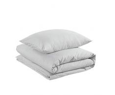 AmazonBasics – Bettwäsche-Set, 100 % superweiche Baumwolle, 135 x 200 cm / 50 x 80 cm, Sanftes Grau