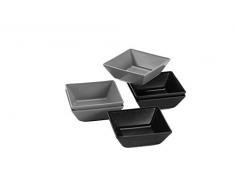 Mäser 931368 Schalen teilig, 3 rechteckige Grau und 3 Schüsseln in Schwarz, Porzellan-Geschirr Set für 6 Personen