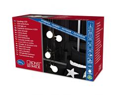 Konstsmide 2388-120 LED Biergartenlichterkette / milchig / für Außen (IP44) / 24V Außentrafo / 10 opale Birnen / 80 warm weiße Dioden / schwarzes Kabel