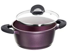 IMPERA Aluguss Bratentopf, 24 cm, Aubergine Purple Topf, Aluminium, 2-Einheiten