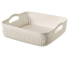 CURVER Korb, quadratisch, Kunststoff, Kunststoff, gebrochenes weiß, 23,4 x 23,2 x 7,4 cm