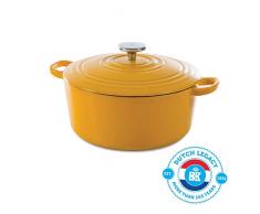 BK Cookware H6075.528 Nature BK Bourgogne Schmortopf 28 cm/6.7L, Emailliertes Gusseisen, Deckel mit Tropfringen, Induktions-/Backofengeeignet, Spülmaschinenfest, Sonniges Gelb