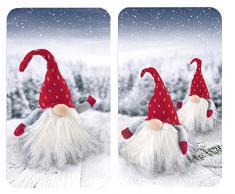 WENKO 2521489500 Herdabdeckplatte Universal Wichtel, 2er Set, Herdabdeckung und Schneidebrett für alle Herdarten, Gehärtetes Glas, 52 x 1.8-5.5 x 30 cm, Mehrfarbig