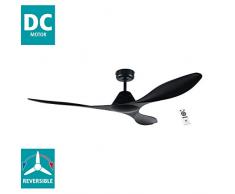 EGLO Deckenventilator Antibes, 3 Flügel Ventilator mit Fernbedienung, Timer und Sommer Winter Betrieb, hochwertiger ABS Kunststoff in Schwarz matt, DC Motor, leise, Ø 132cm