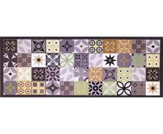 oKu-Tex Fußmatte | Schmutzfangmatte | Mosaik Muster Bunt | Deco-Style | Türvorleger für innen | rutschfest | anthrazit/grün | 45x75 cm