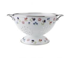 Villeroy & Boch Petite Fleur Kitchen Sieb, Küchensieb mit filigranem Blumendruck in Landhausoptik, emaillierter Stahl, weiß/bunt