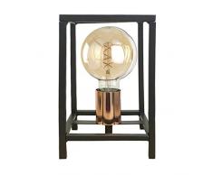 ONLI Tischlampe Stil Urban Floki aus Metall schwarz und Lampenfassung Color Kupfer