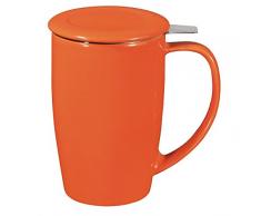 Forlife FTM-CAR Teetasse mit Teesieb und Deckel, Karotte, Keramik