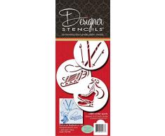 Designer Stencils c583 Winter Sport-Schablonen (Schlitten, Ski- und Schlittschuhe, Beige/semi-transparent