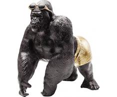 Kare Design Deko Objekt Monkey Beach 30cm, Deko Affe als Accessoire für das Wohnzimmer, lustiger Gorilla mit Sonnenbrille in Gold, (H/B/T) 30x29,5x21cm