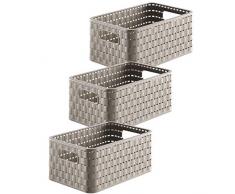 Rotho Country 3er-Set Aufbewahrungskisten, Kunststoff(PP), cappuccino, A5 / 6 Liter (28 X 18,8 x 12,6 cm)