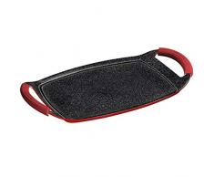 STONELINE 16398 Teppan-Yaki-Platte induktionsgeeignet Grillplatte, Aluminium, rubinrot, 47 x 26 cm