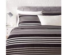 AmazonBasics - Bettwäsche-Set, Satin - 230 x 220 cm / 50 x 80 cm x 2, Multi-Streifen