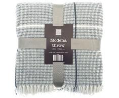 COUNTRY CLUB kariert über Warm Bett Sofa Überwurf Decke mit Creme Quasten Fransen, grau, 130 x 170 cm