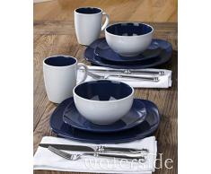 Waterside Fine China Tafelservice, Steingut, blau, Einheitsgröße