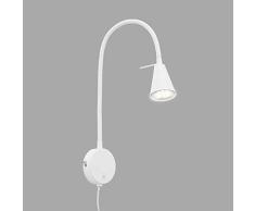 Briloner Leuchten LED Bettlampe, Bettleuchte Flexarm, inkl. An-/Ausschalter, 4 Watt, 400 Lumen, 3.000 Kelvin, Metall, Weiß, 4 W