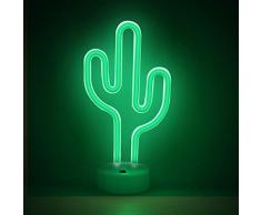 AIZESI Neon Kaktus Lampe LED Deko Wand Cactus Light Nachtlicht Halter Lichter,Batterie USB-Powered Lampen für Kinderzimmer Dekorationen Geburtstag Party,Wohnzimmer,Hochzeit(Grüner Kaktus USB)