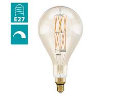 EGLO LED E27 dimmbar, Amber Vintage Glühbirne in BIG SIZE Ø 16 cm, LED Lampe für Retro Beleuchtung, 8 Watt (entspricht 60 Watt), 806lm, E27 LED warmweiß, 2100K, Leuchtmittel, Edison Glühbirne, PS160
