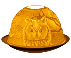 Himmlische Düfte Geschenkartikel GmbH Eulen Windlicht, Porzellan, Weiss, 12x12x8 cm