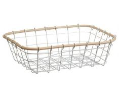 Zeller 15104 Aufbewahrungs-Korb Nordic, Metall / Weide, weiÃ, 33 x 26 x 8,5 cm