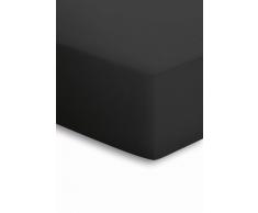 schlafgut 15001-00000617-002-075 Mako-Jersey Basic Spannbetttuch, Baumwolle, schwarz, 100x200cm