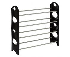 Premier Housewares Schwarzes und graues 4-stufiges Schuhregal, Metall, Kunststoff, 19x63x65