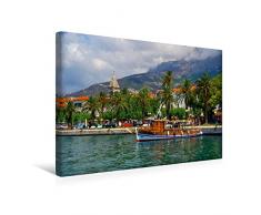 Calvendo Premium Textil-Leinwand 45 cm x 30 cm Quer, Hafen in Makarska | Wandbild, Bild auf Keilrahmen, Fertigbild auf Echter Leinwand, Leinwanddruck: Makarska Urlaubsorte in Dalmatien Orte Orte