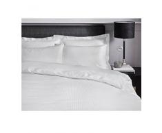 Catherine Lansfield Hochwertiges, gestreiftes Satin-Bettlaken, weiß, Single Quilt