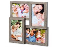 WOLTU BR9641ei Bilderrahmen Holz Rahmen, Collage für 4 Bilder, in 10x15cm Fotorahmen, Bildergalerie, Eiche