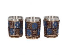 Nemesis Now B3710K8 Medieval (Set of Four) Shot Glasses 12cm Blue Schnapsgläser, mittelalterlich, 12 cm, Blau, 4 Stück, Harz mit Edelstahleinsatz