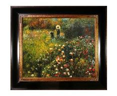 La Pastiche Woman with a Parasol in a Garden (Frau mi Sonnenschirm) with Opulent Framed Oil Painting, 33 x 29, Multi-Color