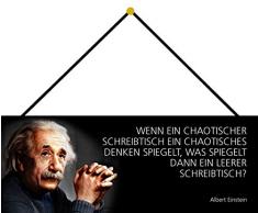 Schatzmix chaotischer Schreibtisch Metallschild 27x10 Wanddeko mit Kordel Blechschild, Blech, Mehrfarbig, 27x10 cm