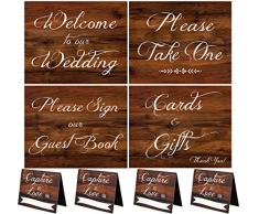 Wedding Schilder | rustikalem Holz Look Sign Set mit Welcome to our Hochzeit, bitte sich, Unsere Gäste Buch, Karten und Geschenke, Bitte Take One, und 4 Capture the Love Hashtag Tisch Schilder