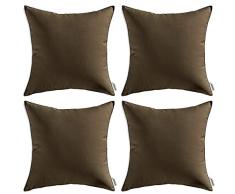 MIULEE Dekorativer Outdoor-Kissenbezug, wasserdicht, quadratisch, für den Garten, mit PU-Beschichtung 18x18,Set of 4 braun