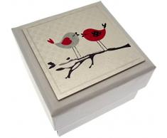 WHITE COTTON CARDS 5,5 x 5,5 cm, Love Birds, Geschenk, mit Geschenkanhänger